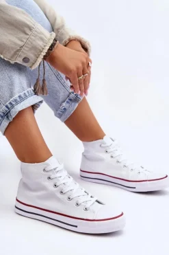 Boto Damskie Trampki Klasyczne Wysokie Białe Remos Biały