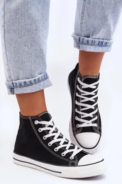 Discount Damskie Trampki Klasyczne Wysokie Czarno-Białe Remos Damskie Trampki Damskie Wysokie