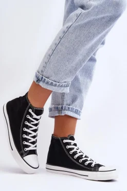 Discount Damskie Trampki Klasyczne Wysokie Czarno-Białe Remos Damskie Trampki Damskie Wysokie