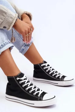 Discount Damskie Trampki Klasyczne Wysokie Czarno-Białe Remos Damskie Trampki Damskie Wysokie