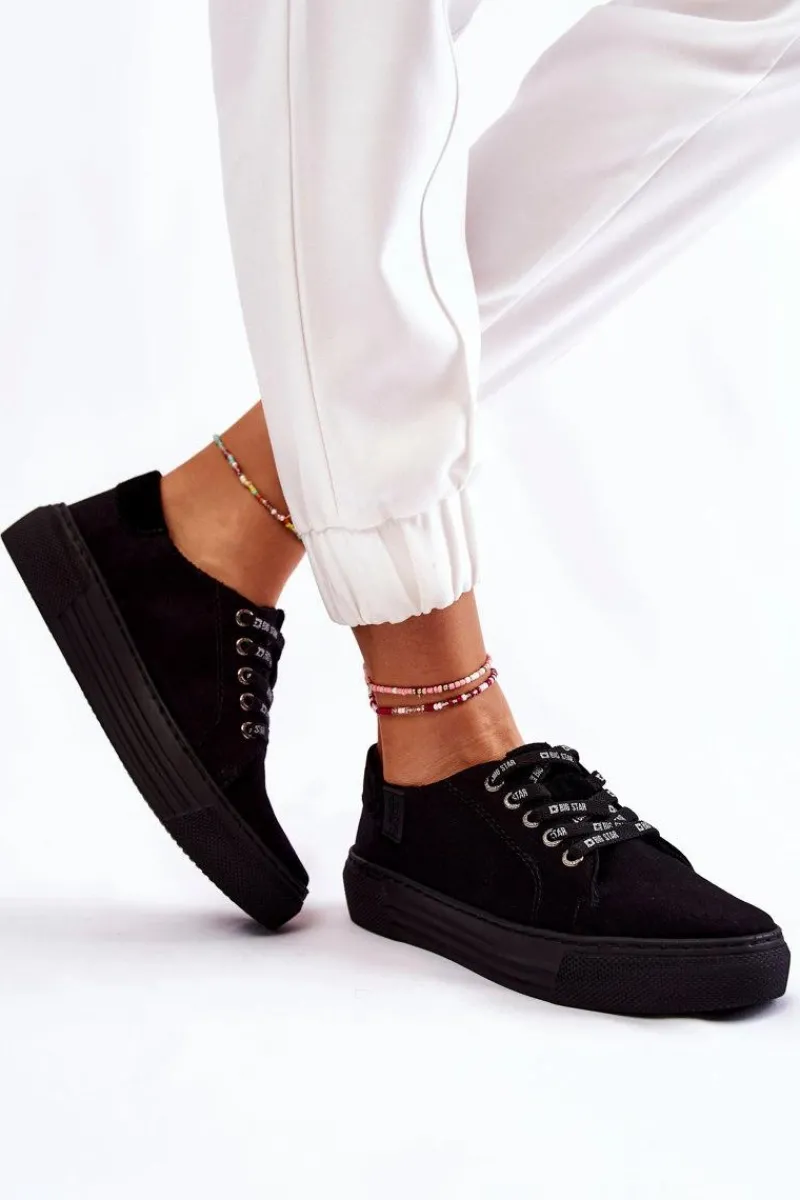 Trampki Damskie Big Star|Trampki Damskie Niskie>Big Star Shoes Damskie Trampki Memory Foam System Big Star KK276001 Czarne Czarny