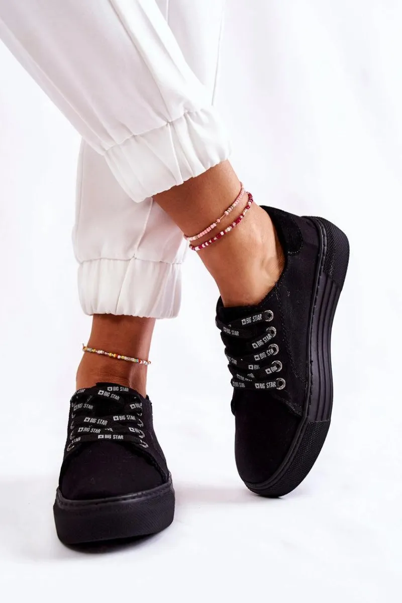 Trampki Damskie Big Star|Trampki Damskie Niskie>Big Star Shoes Damskie Trampki Memory Foam System Big Star KK276001 Czarne Czarny