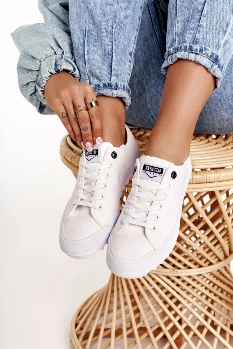 Trampki Damskie Big Star|Trampki Damskie Niskie>Big Star Shoes Damskie Trampki Na Dużej Podeszwie BIG STAR FF274245 Białe