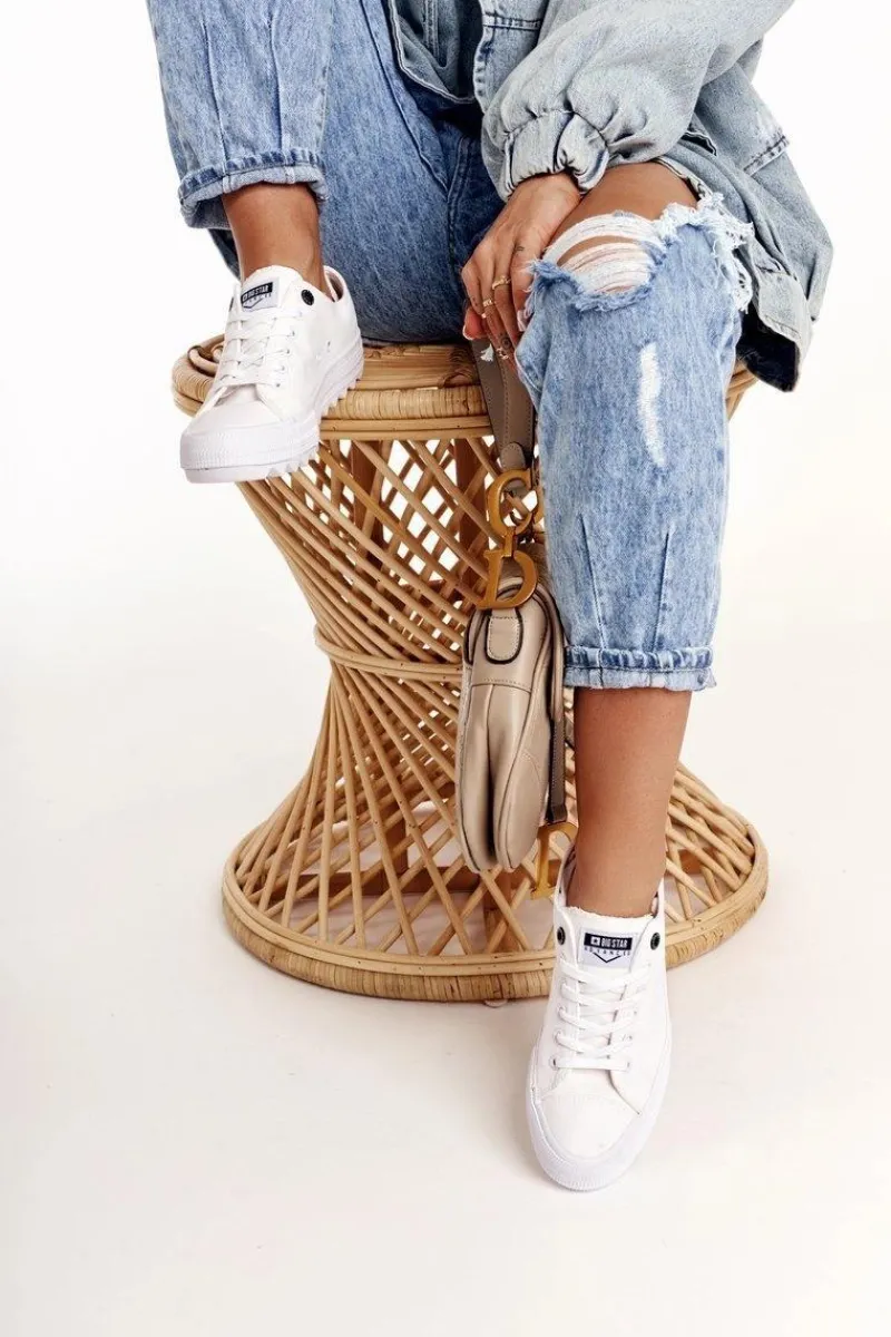 Trampki Damskie Big Star|Trampki Damskie Niskie>Big Star Shoes Damskie Trampki Na Dużej Podeszwie BIG STAR FF274245 Białe