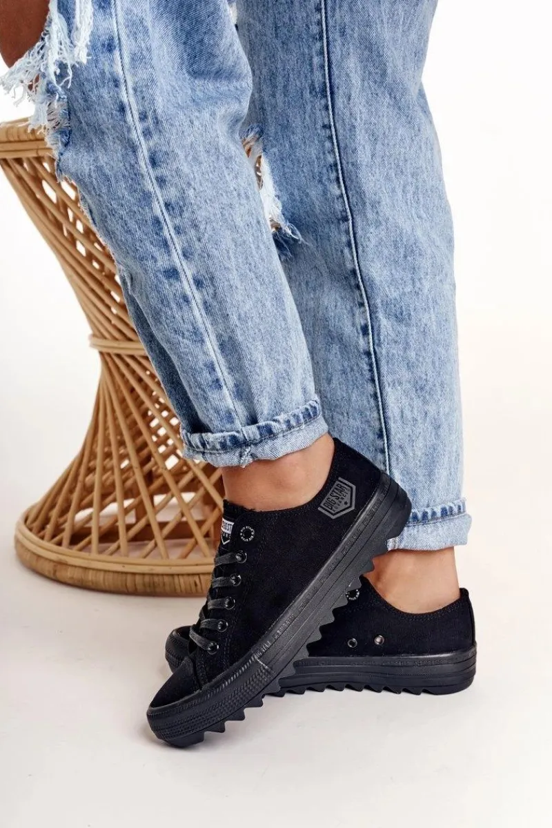 Discount Big Star Shoes Damskie Trampki Na Dużej Podeszwie BIG STAR FF274248 Czarne