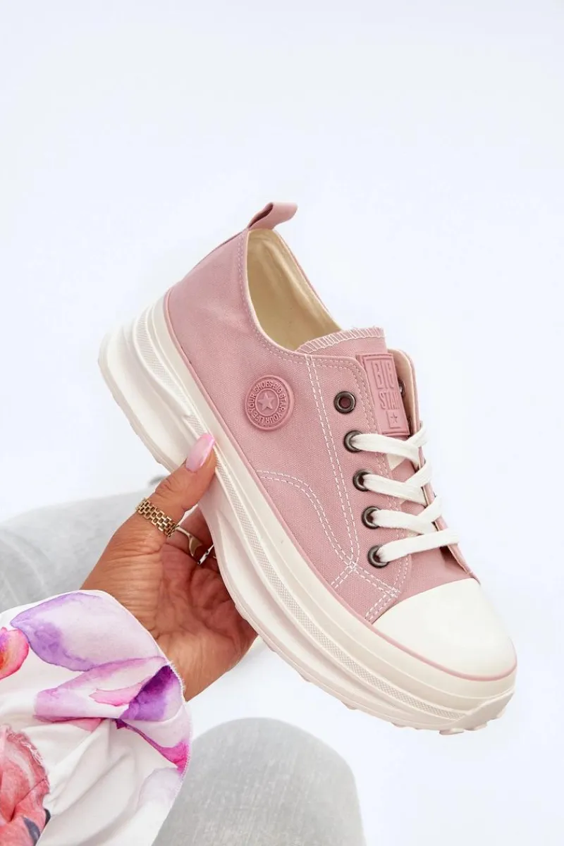 Online Damskie Trampki Na Masywnej Podeszwie Big Star NN274129 Różowe Damskie Trampki Damskie Big Star|Big Star