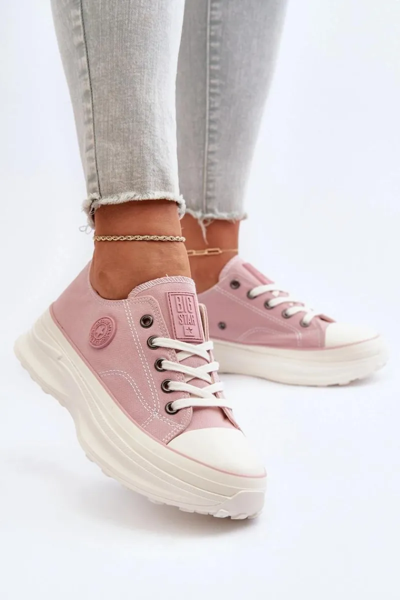 Online Damskie Trampki Na Masywnej Podeszwie Big Star NN274129 Różowe Damskie Trampki Damskie Big Star|Big Star