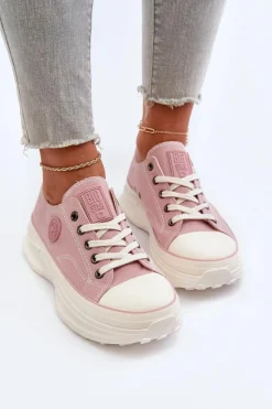 Online Damskie Trampki Na Masywnej Podeszwie Big Star NN274129 Różowe Damskie Trampki Damskie Big Star|Big Star