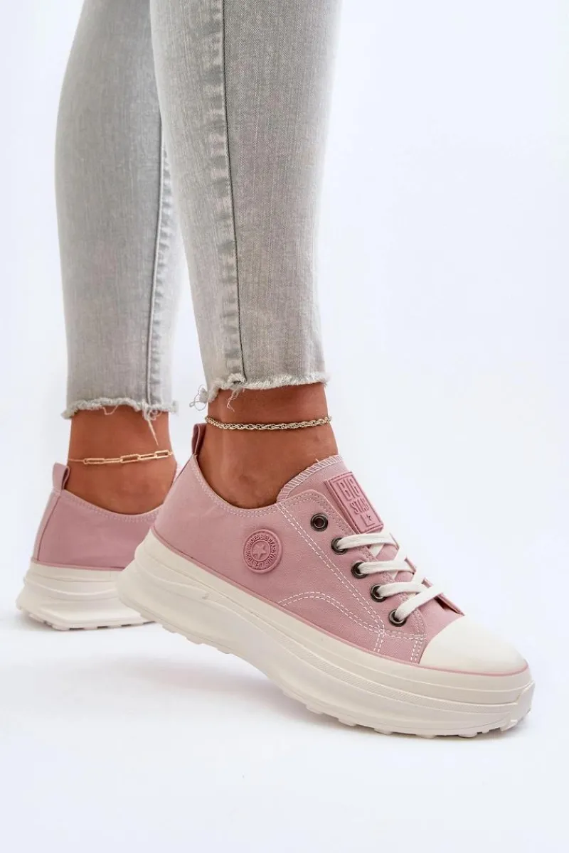 Online Damskie Trampki Na Masywnej Podeszwie Big Star NN274129 Różowe Damskie Trampki Damskie Big Star|Big Star