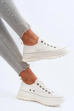 New Big Star Shoes Damskie Trampki Na Masywnej Podeszwie Big Star NN274126 Białe Biały