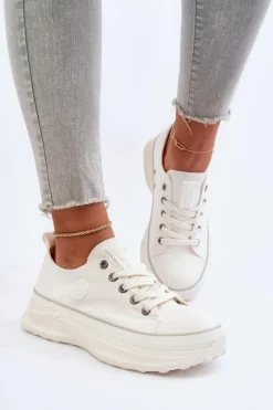 New Big Star Shoes Damskie Trampki Na Masywnej Podeszwie Big Star NN274126 Białe Biały