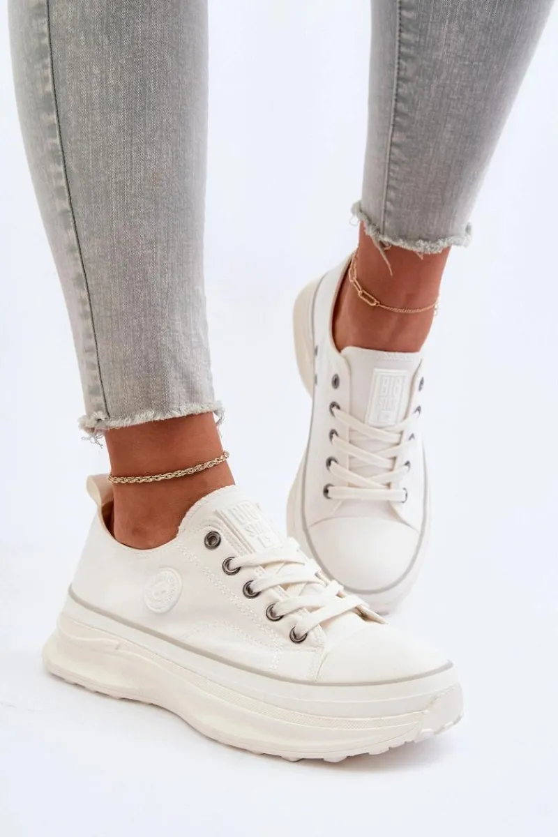 New Big Star Shoes Damskie Trampki Na Masywnej Podeszwie Big Star NN274126 Białe Biały