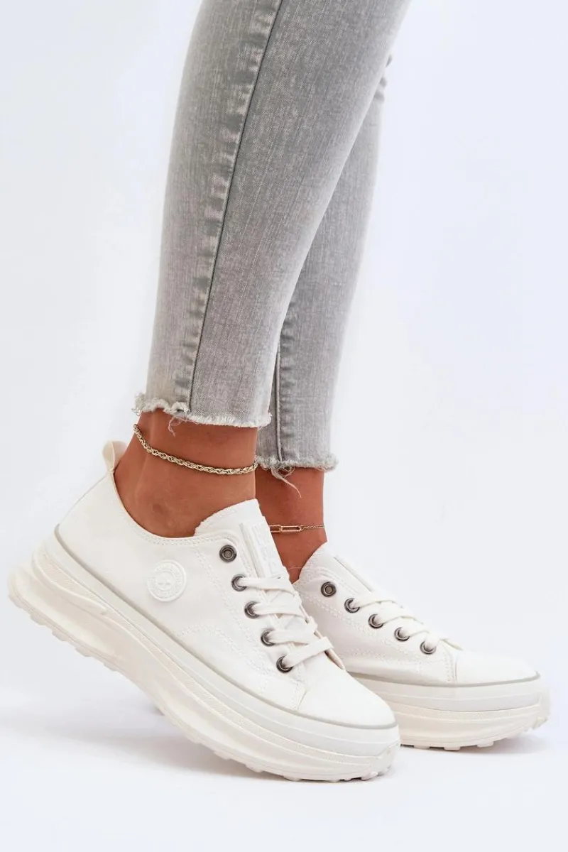 New Big Star Shoes Damskie Trampki Na Masywnej Podeszwie Big Star NN274126 Białe Biały