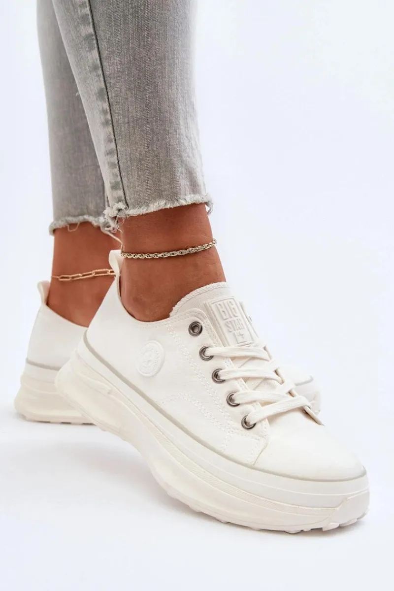 New Big Star Shoes Damskie Trampki Na Masywnej Podeszwie Big Star NN274126 Białe Biały