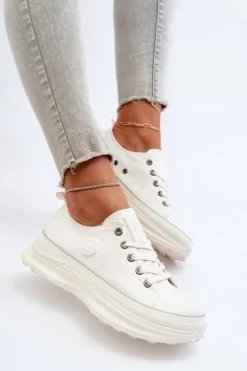 New Big Star Shoes Damskie Trampki Na Masywnej Podeszwie Big Star NN274126 Białe Biały