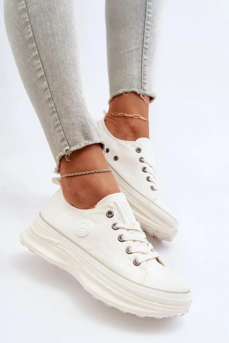 New Big Star Shoes Damskie Trampki Na Masywnej Podeszwie Big Star NN274126 Białe Biały