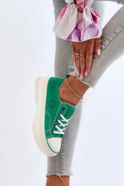 Trampki Damskie Big Star|Big Star>Big Star Shoes Damskie Trampki Na Masywnej Podeszwie Big Star NN274130 Zielone