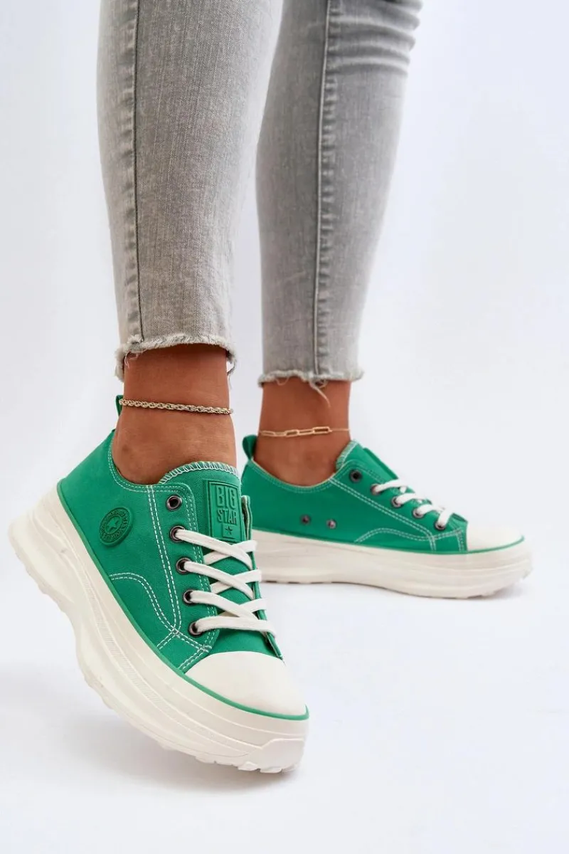 Trampki Damskie Big Star|Big Star>Big Star Shoes Damskie Trampki Na Masywnej Podeszwie Big Star NN274130 Zielone