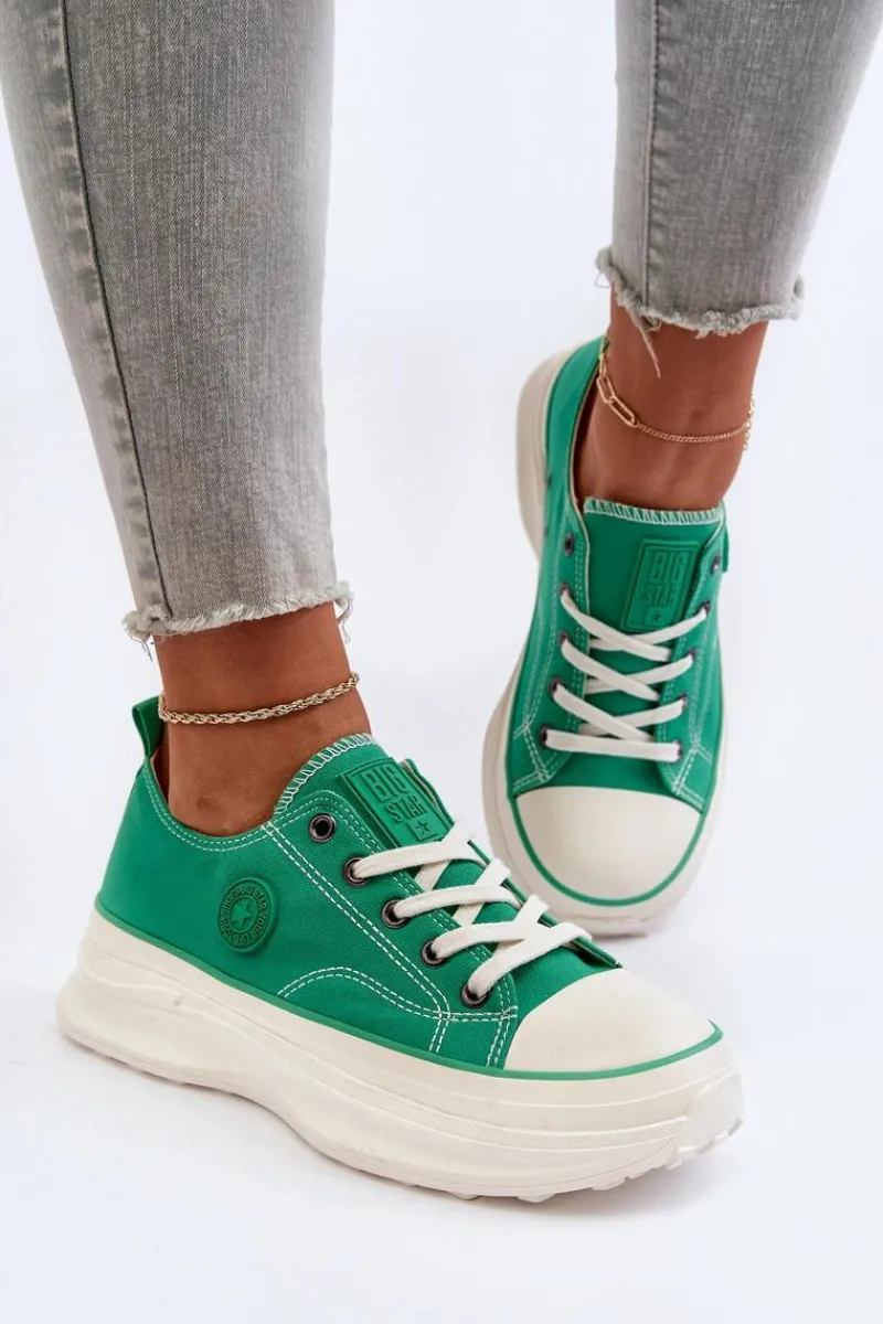 Trampki Damskie Big Star|Big Star>Big Star Shoes Damskie Trampki Na Masywnej Podeszwie Big Star NN274130 Zielone