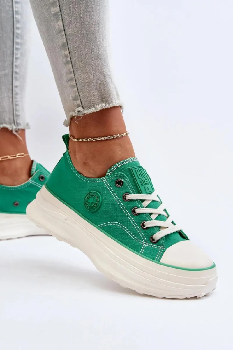 Trampki Damskie Big Star|Big Star>Big Star Shoes Damskie Trampki Na Masywnej Podeszwie Big Star NN274130 Zielone