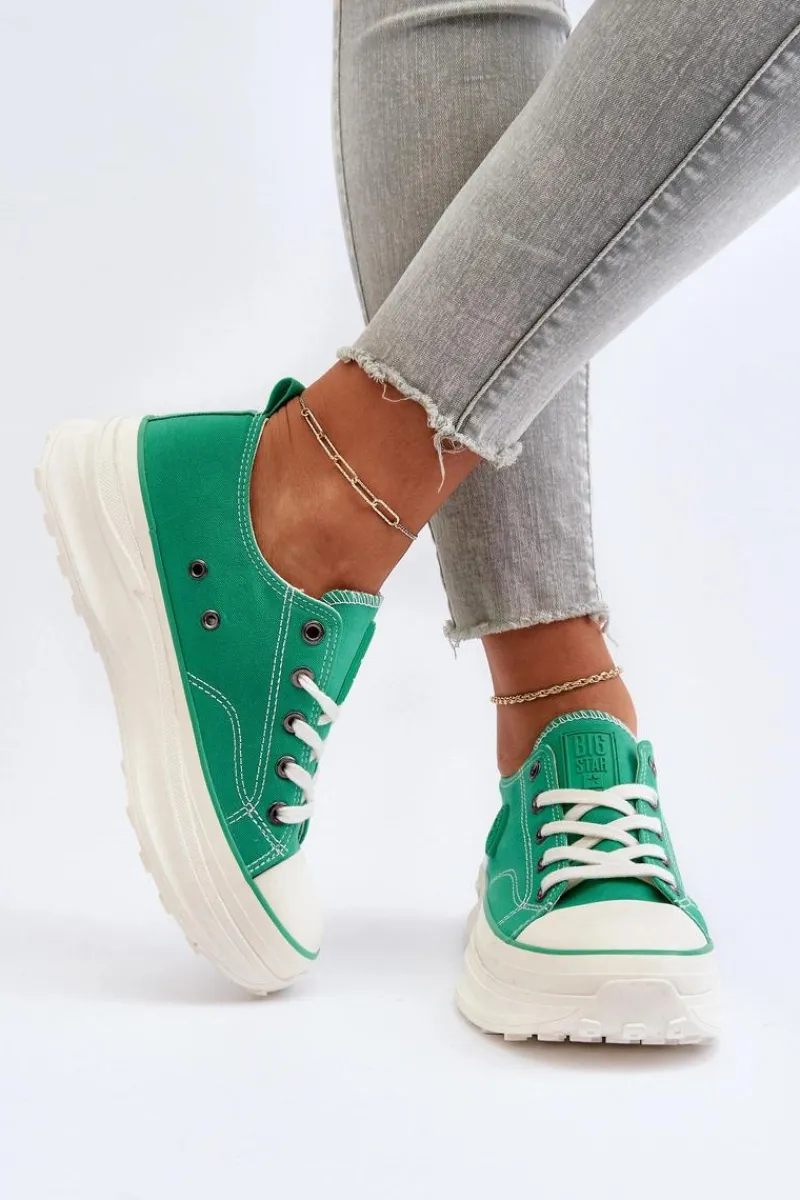 Trampki Damskie Big Star|Big Star>Big Star Shoes Damskie Trampki Na Masywnej Podeszwie Big Star NN274130 Zielone