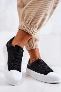 Discount GOE Damskie Trampki Na Platformie JJ2N4073 Czarne