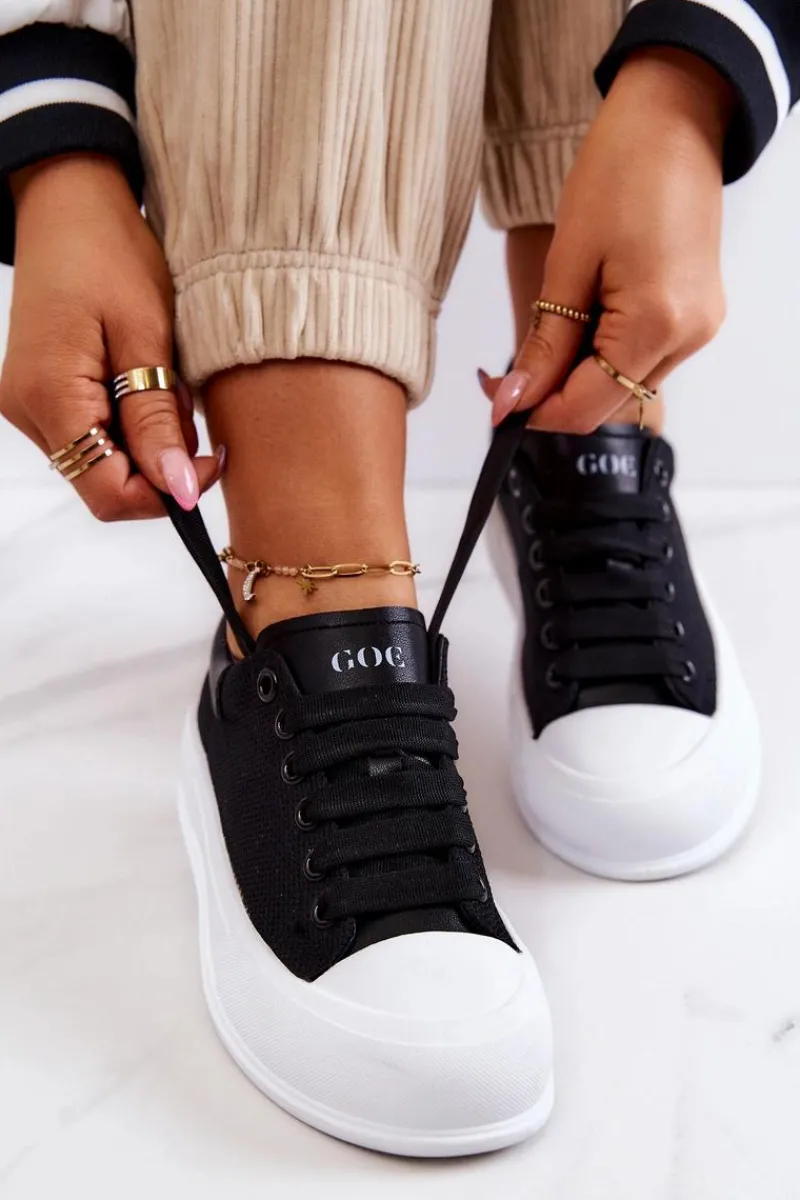 Discount GOE Damskie Trampki Na Platformie JJ2N4073 Czarne