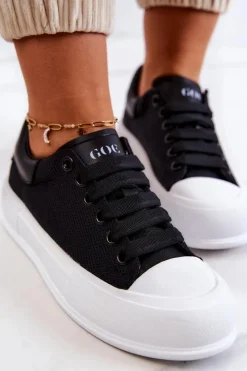 Discount GOE Damskie Trampki Na Platformie JJ2N4073 Czarne