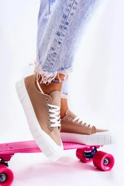 Trampki Damskie Niskie></noscript>Boto Damskie Trampki Na Platformie Brązowe Comes