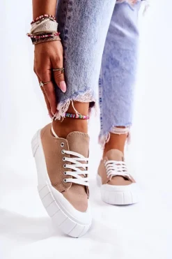 Trampki Damskie Niskie></noscript>Boto Damskie Trampki Na Platformie Brązowe Comes