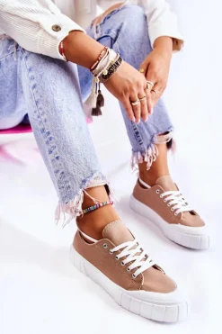 Trampki Damskie Niskie></noscript>Boto Damskie Trampki Na Platformie Brązowe Comes