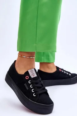 Damskie Trampki Na Platformie LL2R4039 Czarne Damskie Trampki Damskie Cross Jeans|Trampki Damskie Niskie