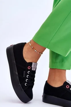 Damskie Trampki Na Platformie LL2R4039 Czarne Damskie Trampki Damskie Cross Jeans|Trampki Damskie Niskie