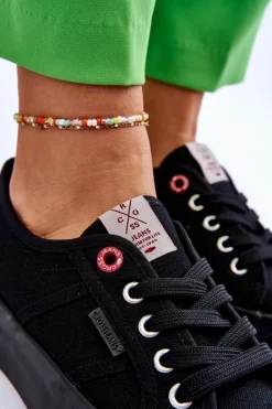 Damskie Trampki Na Platformie LL2R4039 Czarne Damskie Trampki Damskie Cross Jeans|Trampki Damskie Niskie