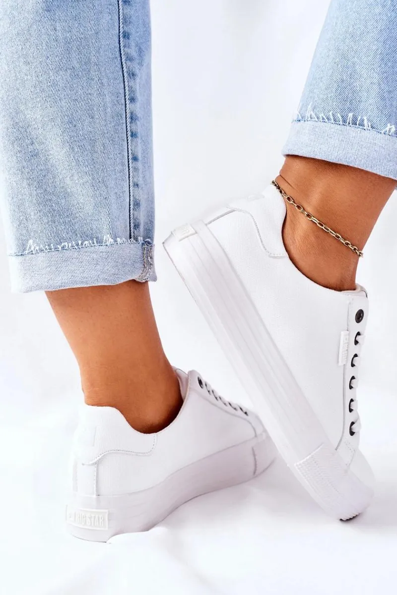 Trampki Damskie Big Star|Trampki Damskie Niskie>Big Star Shoes Damskie Trampki Na Platformie BIG STAR II274348 Białe