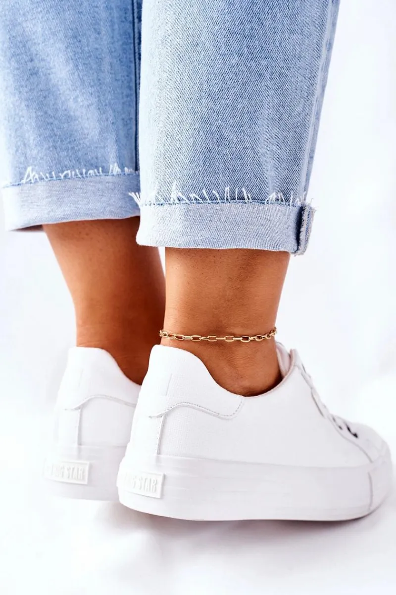 Trampki Damskie Big Star|Trampki Damskie Niskie>Big Star Shoes Damskie Trampki Na Platformie BIG STAR II274348 Białe
