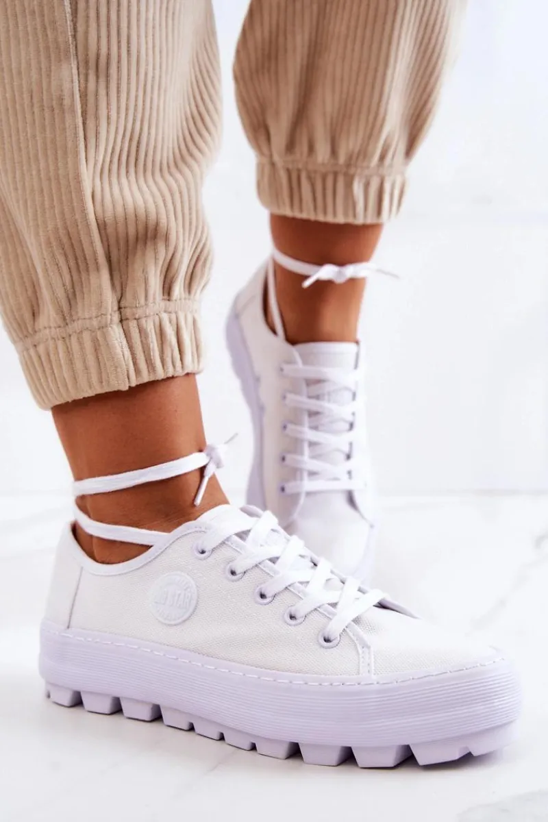 Trampki Damskie Big Star|Trampki Damskie Niskie>Big Star Shoes Damskie Trampki Na Platformie BIG STAR JJ274488 Białe