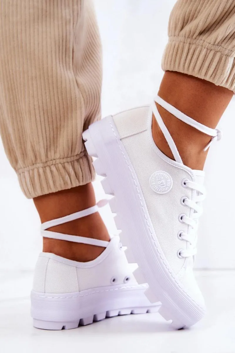 Trampki Damskie Big Star|Trampki Damskie Niskie>Big Star Shoes Damskie Trampki Na Platformie BIG STAR JJ274488 Białe