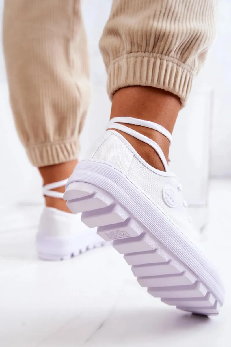 Trampki Damskie Big Star|Trampki Damskie Niskie>Big Star Shoes Damskie Trampki Na Platformie BIG STAR JJ274488 Białe