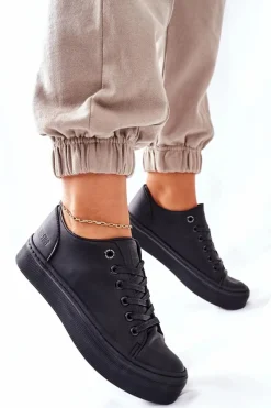 Damskie Trampki Na Platformie BIG STAR II274098 Czarne Damskie Trampki Damskie Big Star|Trampki Damskie Niskie