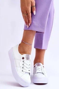 Trampki Damskie Cross Jeans|Trampki Damskie Niskie>Cross Jeans Damskie Trampki Na Platformie LL2R4040 Białe