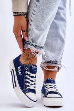 Trampki Damskie Niskie>Lee Cooper Damskie Trampki Na Platformie LCW-23-31-1803L Granatowe