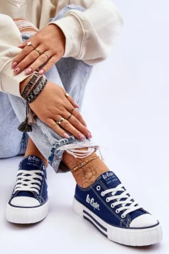 Trampki Damskie Niskie></noscript>Lee Cooper Damskie Trampki Na Platformie LCW-23-31-1803L Granatowe