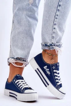 Trampki Damskie Niskie></noscript>Lee Cooper Damskie Trampki Na Platformie LCW-23-31-1803L Granatowe
