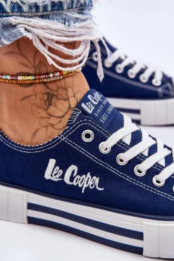 Trampki Damskie Niskie></noscript>Lee Cooper Damskie Trampki Na Platformie LCW-23-31-1803L Granatowe