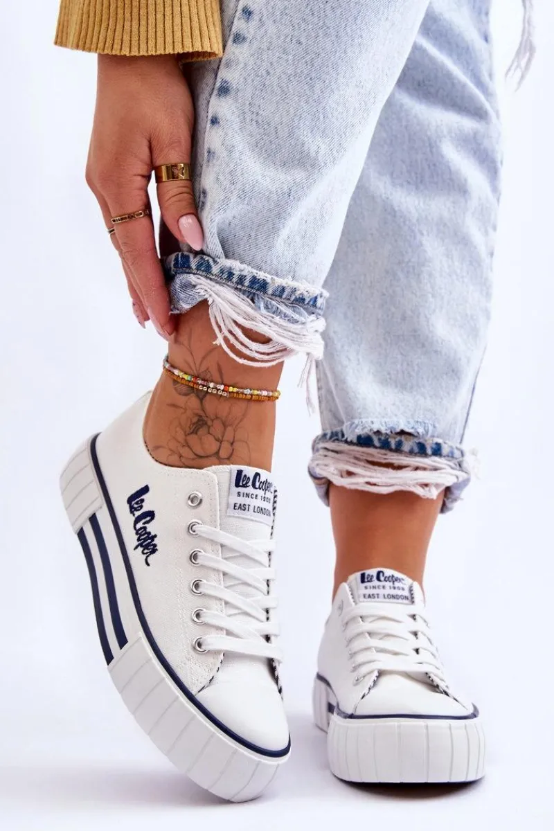 New Damskie Trampki Na Platformie LCW-23-31-1802L Białe Damskie Trampki Damskie Niskie