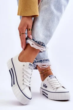 New Damskie Trampki Na Platformie LCW-23-31-1802L Białe Damskie Trampki Damskie Niskie