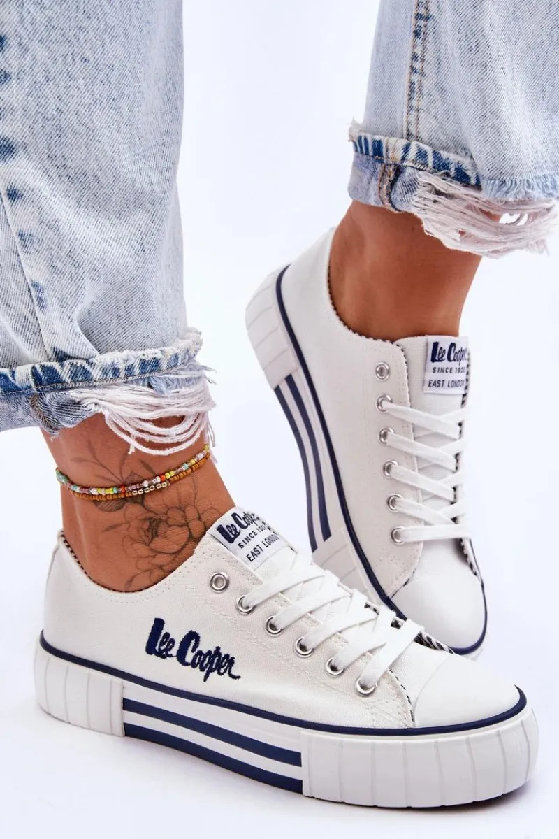 New Damskie Trampki Na Platformie LCW-23-31-1802L Białe Damskie Trampki Damskie Niskie