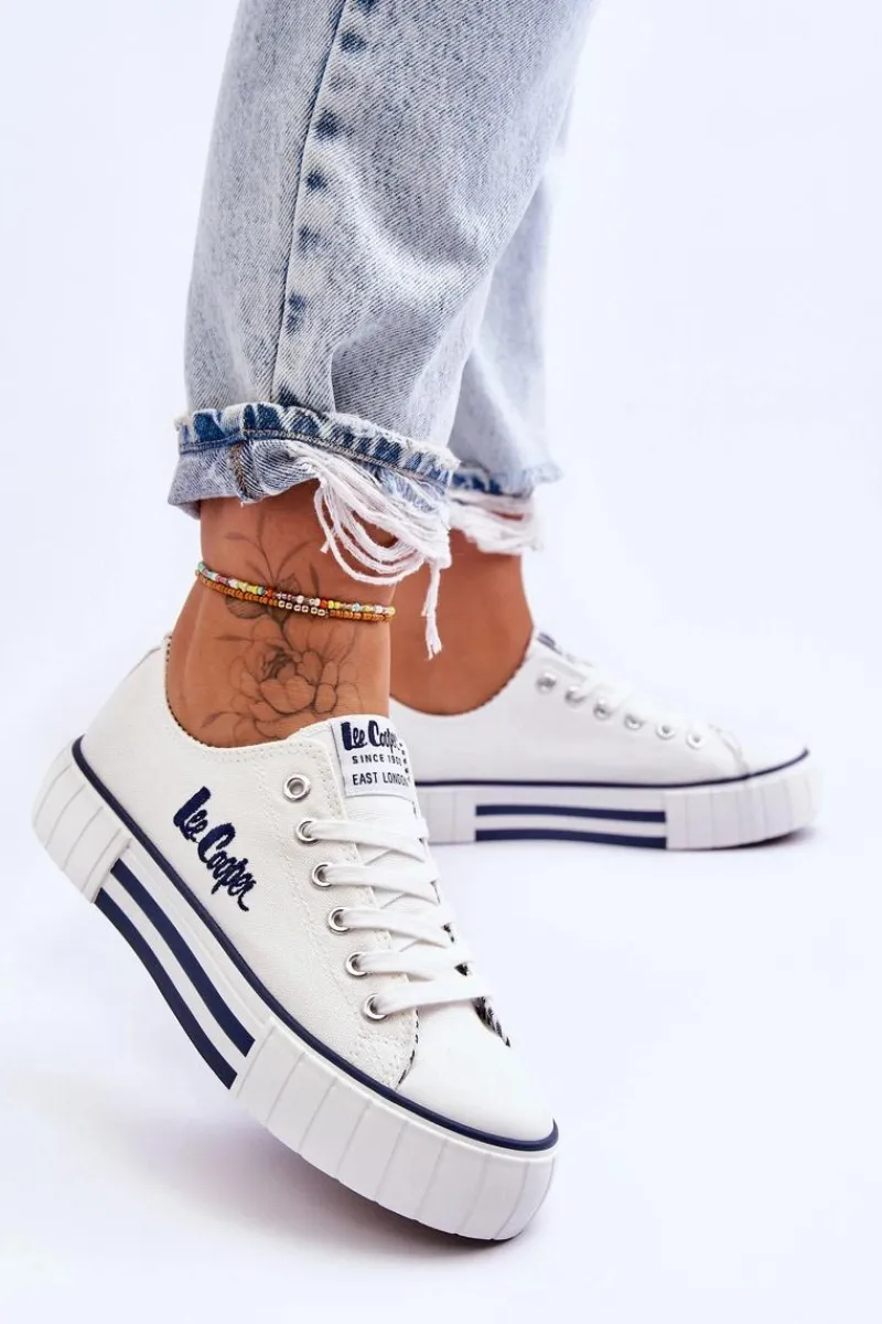 New Damskie Trampki Na Platformie LCW-23-31-1802L Białe Damskie Trampki Damskie Niskie