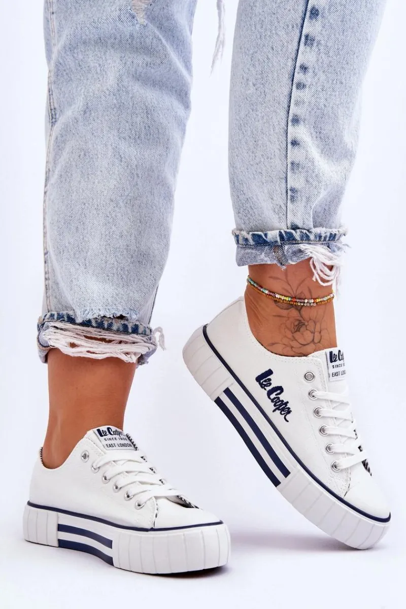 New Damskie Trampki Na Platformie LCW-23-31-1802L Białe Damskie Trampki Damskie Niskie